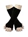 Allegra K Women's Fingerless Glove Winter Knit Thumb Elbow Length Arm Warmers 30x8cm/11.8x3.14(L*W) Black-Twist Pattern