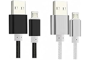 Kindle Powerline [2 Pack] 5-FT Cable Length iBarbe Nylon Braided Reversible Micro USB Cables High Speed USB 2.0 (Works with Most Micro-USB Tablets and Kindle E-Book Reader) MicroUSB to USB