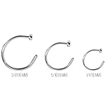 Nose Rings Hoop 18g or 20g Pack of 3 Surgical Steel (18 Gauge)