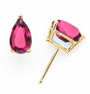14k 8x5mm Pear Rhodolite Garnet earring January