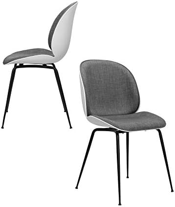 Whitney Mid Century Modern Beetle Side Chairs, Set of 2 - Upholstered and Commercial Grade (Dark Grey)