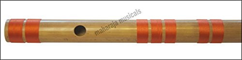 Bansuri Indian Flute, Maharaja Musicals, Bamboo, Scale A Natural Bass 23.5 Inches, Concert Quality, Fully Tuned, Nylon Pipe Bag Included, Hundustani Bansuri (PDI-CEA)