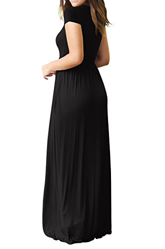 RBwinner Women's Short Sleeve Maxi Dress With Pockets Plain Loose Swing Casual Floor Length Long Dresses - Thumbnail 3