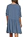 CILKOO Women's Summer Beach Short Sleeve Mini Dresses Button Down Dress Tunic Dress Casual Ruffle Swing Shift Dresses Blue US4-6 Small