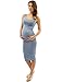 PattyBoutik Mama Scoop Neck Maternity Tank Dress (Light Cornflower Blue M)