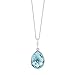 9.00 Ct Genuine Blue Topaz 16x12mm Pear Shape 925 Silver Pendant with 18