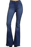 Vibrant Womens Juniors Bell Bottom High Waist Fitted Denim Jeans (9, Medium Stone)