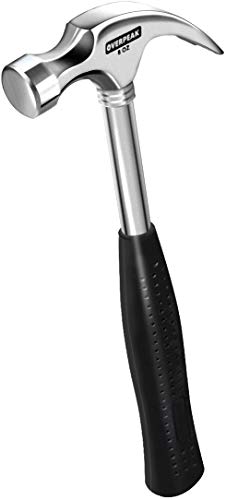 Overpeak 8 Ounce Claw Hammer Fiberglass Non Slip Shock Reduction Grip for Household Maintenance Tools