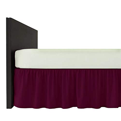 mFabrics Poly-Cotton Plain Dyed Bed Base Valance Sheet - Easy Care, Machine Washable - Available in 20 Colours - 40cm Frilled (Plum, Single)