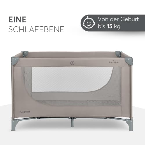 KikkaBoo Reisebett Baby SO Gifted 2026, Kinderreisebett 120x60 cm, bis 15 kg, Faltbar & Kompakt, Tragbar mit Transporttasche, Zusammenklappbar für Reise & Urlaub, Beige, Cot
