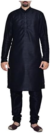 Himansh Fashion Men's Balck Matching Silk Kurta Pyjama Set
