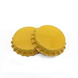 IGOGO 100 PCS Crown Bottle Caps Double Both Sided Colors Craft Linerless 2 sided Yellow