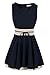 Finejo Women Splicing Decoration Waist Short Design One-Piece Dress