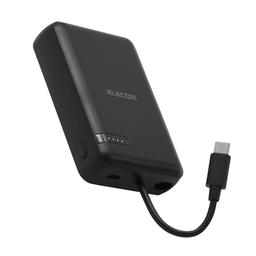 エレコム モバイルバッテリー 10000mAh 20W USB PD対応 Type-C×1ポート USB-Cケーブル一体 ブラック EC-C34BK