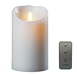 Remote Included Realistic Dancing Flameless Lumina Wax Pillar Candle, Moving Wick Candle with Timer,3.5