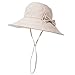 Womens Summer Bucket Boonie UPF 50+ Wide Brim Sun Hat Cord Cap Beach Accessories Beige