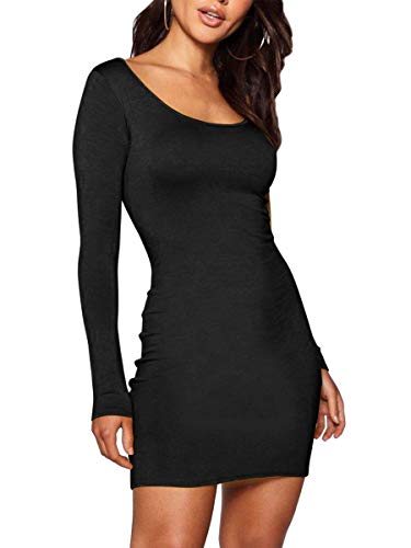 sachin and babi light blue dress Womens Sexy Casual Scoop Neck Bodycon Long Sleeve Tight Mini