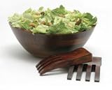Lipper International (294-3) Large Cherry Wavy Rim Bowl with Salad Hands (Kitchen)