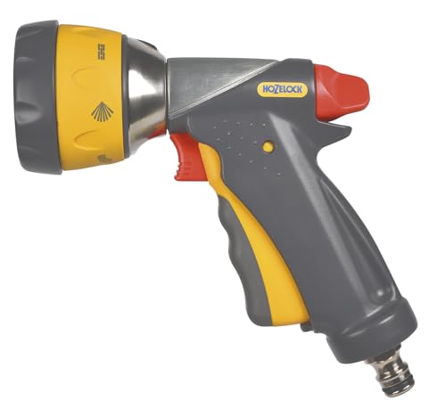 HOZELOCK - Ultramax Pro Metall-Multifunktions-Brausepistole: für Bewässerung + intensive Nutzung, ergonomisch und äußerst robust , Verriegelungs- und 
