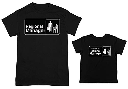 HAASE UNLIMITED Regional Manager/Assistant 2-Pack Toddler & Men's T-Shirt (Black/Black, X-Large/2T)