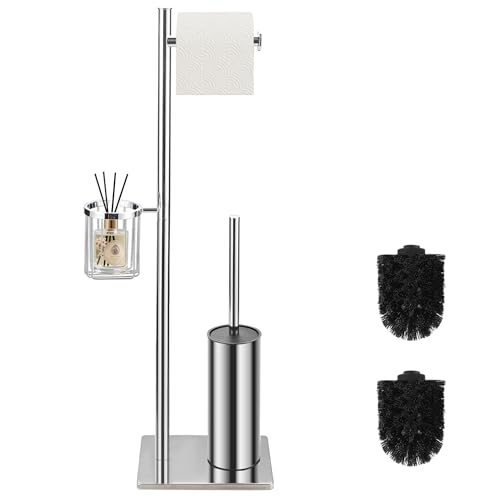 DAZI Stainless Steel Self Standing Toilet Brush with 2 Toilet Brush for Deep Cleaning of the Sink