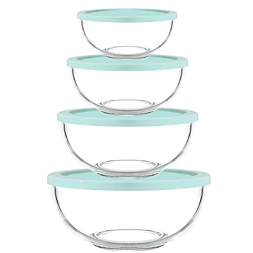 Luvan Borosilicate Clear Glass Mixing Bowls with Lids Set of 4 (0.53qt