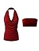 Zeagoo Womens Lightweight Sexy Halter Top Wine Red X-Large
