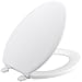 KOHLER K-4694-0 Ridgewood Molded-Wood with Color-Matched Plastic Hinges Elongated Toilet Seat, White
