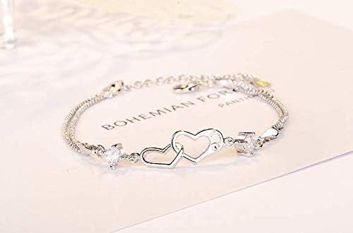Casadeiy Fashion Girls Heart Bracelet Lady Chain Women Jewelry Gifts (B)