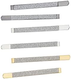 Lux Accessories Gold Silver Hem Tone Sticker Glitter Bobby Pin Hair Clip Set (6Pc)