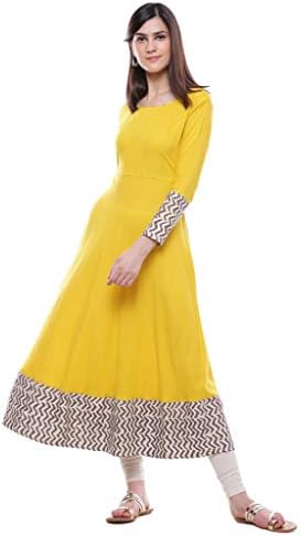 Divena Solid Mustard Yellow Rayon Anarkali Kurti