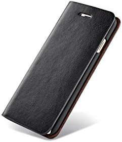 iPhone 6S Plus Case / Genuine Leather iPhone Wallet Case / Design Slim Flip Cover / Card Slots and Cash Pocket (Black - iPhone 6 Plus/6S Plus 5.5 inches)