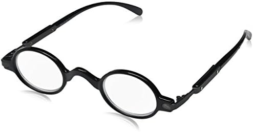 Hot OptixUnisex Retro Oval Plastic/Metal Reading Glasses Black/Gunmetal Black 3