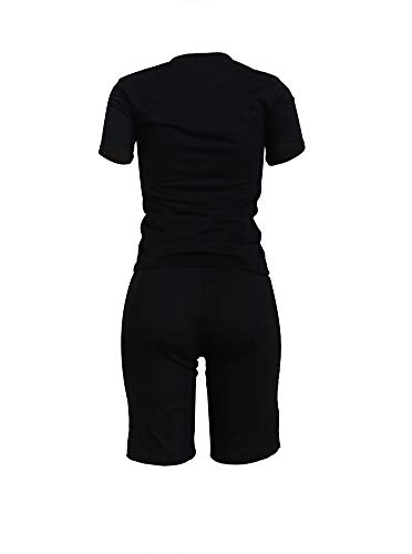 Women Summer 2 Piece Outfits Sequins Short Sleeve Tshirts Shorts Set Tracksuits Jogging Suits Set Party Clubwear
