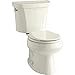 KOHLER K-3987-96 Wellworth Two-Piece Round-Front Dual-Flush Toilet with Class Five Flush System and Left-Hand Trip Lever, Biscuit