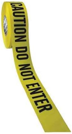 Barricade Tape w/Reel, Yellow/Blk, 1000 ft