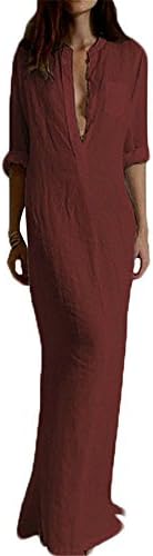 Anna&Judy Summer Cotton Half Sleeve Plus Size Loose Maxi Dress Lady Elegant Retro Casual Long Dresses Robe
