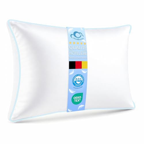 CloudÉtoile Luxury Feather Pillow 50 x 70 cm – 50 x 70 cm Hotel Quality Down and Feather Pillow – Comfort Feather Sleep Pillows 3 Chambers Oeko-Tex Certified – Sleep Like on the Clouds
