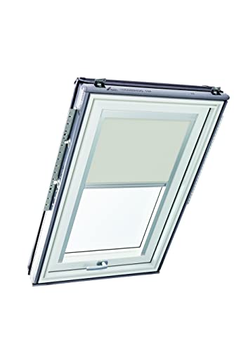 Original Roto Rollo Exclusiv ZRE für Roto Dachfenster - Führungsschiene Silber - Tageslichtrollo Baureihe Designo R6/R8, i8 und Classic 64/84 - Größe 094/118 | 09/11 - Stofffarbe Hellgrau