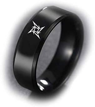 WeBuyNow Cool Chinese Dragon Ring for Men Personalized Engraving 8Mm Black Stainless Steel Punk Male Gift for Him Metallica Ninja Star 12