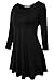 JollieLovin Womens Plus Size 3/4 Sleeve Tunic Tops Loose Fit Casual Swing Basic T Shirt to Wear with Leggings Black