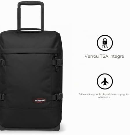 Tranverz S Valise Cabine 42L (51 x 32,5 x 24 cm), bagage à main à roulettes, léger et résistant, double compartiment, poignée télescopique & serrure TSA - BLACK