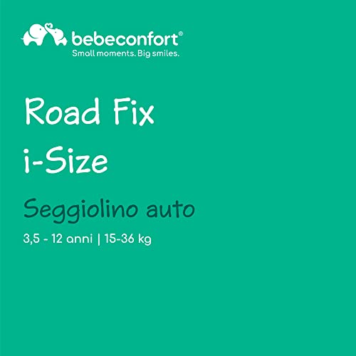 Road Fix i-Size, Seggiolino Auto 15-36 kg, 3,5-12 anni (100-150 cm), Seggiolino Auto Isofix Pieghevole e Portatile da Viaggio, Leggero 4.4 kg, 14 Posizioni Poggiatesta, Black Mist
