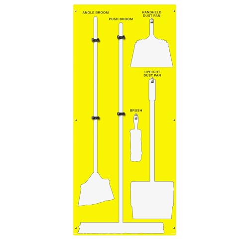 Clean & Sweep 5S Shadow Board/Wall Mount Broom Holder, 68" x 30" Board, 5S Clea…