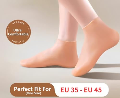 Paratoland 2 Pairs Reusable Silicone Socks for Dry Cracked Feet - Spa Moisturizing Socks for Men and Women - Foot Care After Pedicure