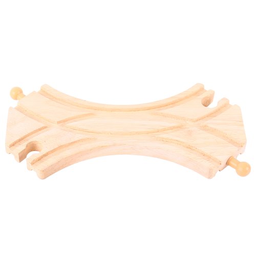 Bigjigs Rail Double Curved Crossing Track (Pack of 2) - Other Major Wooden Rail Brands are Compatible