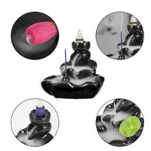 Waterfall Incense Holder,Ceramic Lotus Cone Stick Incense Burner,Backflow Burner Handcraft Gift Home Decor with 30 Free Cones Set