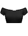 FPT Womens Basic Short Sleeve Off The Shoulder Crop Top BLACK MEDIUM