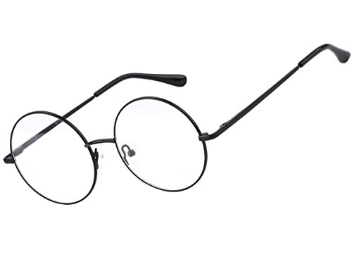 Agstum Retro Round Prescription ready Metal Eyeglass Frame (Medium Size) (Black)