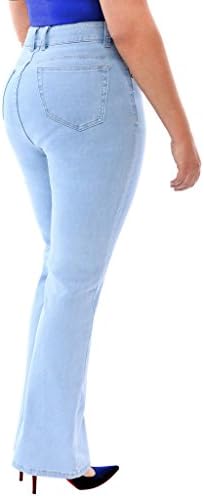 360 Stretch High Rise Straight Denim Jeans in Sky Bleach Blue